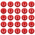 Laurel wreath icons set vetor red Royalty Free Stock Photo