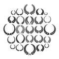 Laurel wreath icons set, simple style Royalty Free Stock Photo