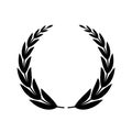 Laurel wreath of the winner or champion. black silhouette of a laurel wreath.