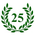 Laurel wreath 25 year anniversary on a white background Royalty Free Stock Photo