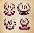 Laurel wreaths collection. Anniversary elements. EPS 10