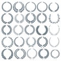 Laurel wreaths - Vector illustrations isolated on white background. Royalty Free Stock Photo