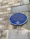 Laurence Sheryff plaque on wall in rugby town centre