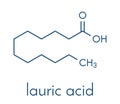 Lauric dodecanoic acid molecule. Common saturated medium chain fatty acid. Skeletal formula. Royalty Free Stock Photo