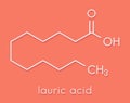 Lauric dodecanoic acid molecule. Common saturated medium chain fatty acid. Skeletal formula. Royalty Free Stock Photo