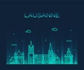 Lausanne skyline Switzerland a vector linear style