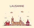 Lausanne skyline Switzerland a vector linear style