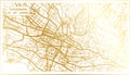 Lausanne Switzerland City Map in Retro Style in Golden Color. Outline Map
