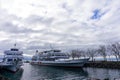 Serene boats in Lausanne\'s Marina, along Lake Geneva. Royalty Free Stock Photo