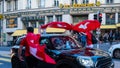 Lausanne, Vaud Canton, Switzerland - July 2 2021: Switzerland football fans manifest against spanish people after losing football Royalty Free Stock Photo