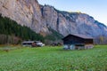 Lauterbrunen Valey and the path to the mountains in Stechelberg