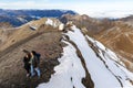 A couple of tourists making selfies at the Schilthorn Ridge viewpoint Switzerland, Royalty Free Stock Photo