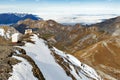 The View Lounges at Piz Gloria located on the summit of Schilthorn mountain overlooking the Swiss Alps in Switzerland