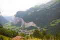 Lauterbrunnen valley with gorgeous waterfall and Swiss Alps Royalty Free Stock Photo