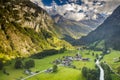 Lauterbrunnen valley from Murren village, Jungfrau region, Bernese swiss alps Royalty Free Stock Photo