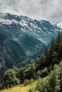 Lauterbrunnen valley, Switzerland, Jungfrau. Swiss Alps. Beautiful landscape, Europe. Mountain view. Snow peaks, gorge Royalty Free Stock Photo