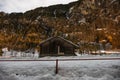 Lauterbrunnen village in the Interlaken Oberhasli district in the canton of Bern in Switzerland. Lauterbrunnen Valley in winter Royalty Free Stock Photo