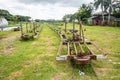 Lautoka, Fiji. Abandoned freight cargo narrow gauge railway station for transporting sugar cane. At Lautoka sugar mill.