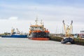 Lauwersoog, Netherlands - January 10, 2020. Port in the winter