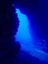 Lava Arch Underwater Hawaii in Bright Blue Royalty Free Stock Photo