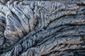 The smooth, undulating surface of frozen pahoehoe lava