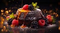 Gourmet Lava Cake Photography With Fresh Berries - High-end Visuals
