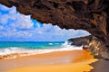 Lava cliffs on tropical beach