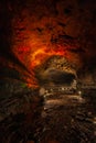 Lava column in Manjanggul cave in Jeju island, Korea. Manjanggul is one of the finest lava tunnels in the world. Royalty Free Stock Photo