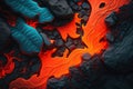 Lava crack ground mud textured. Lava background. Generative ai Royalty Free Stock Photo