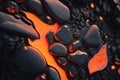 Lava crack ground mud textured. Lava background. Generative ai Royalty Free Stock Photo