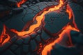 Lava crack ground mud textured. Lava background. Generative ai Royalty Free Stock Photo