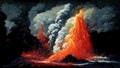 lava eruption, abstract scene illustration, ai generated image