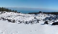 Lava field covered with snow on Etna volcano Royalty Free Stock Photo