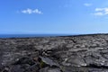 Lava fields on the Big Island in Hawaii with the Pacific Ocean in the background Royalty Free Stock Photo