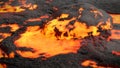 Lava field, magma flow landscape, molten rock close up Royalty Free Stock Photo