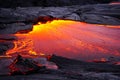 Lava field with new lava in hawaii Royalty Free Stock Photo
