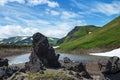 Lava field south to the Vilyuchinsky stratovolcano Vilyuchik in the southern part of the Kamchatka Peninsula, Russia