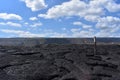 Lava fields on the Big Island in Hawaii with the Pacific Ocean in the background Royalty Free Stock Photo
