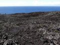 Lava flow to the Indian ocean, lava from eruption of Piton de la Fournaise, Reunion island Royalty Free Stock Photo