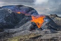 Lava flow from a volcanic crater Royalty Free Stock Photo