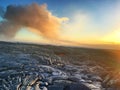 Kalapana Lava flow from volcano into ocean at KÃÂ«lauea Big Island Hawaii