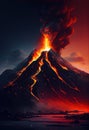 Lava flowing down the Volcano, just after an eruption. Generative AI.