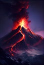 Lava flowing down the Volcano, just after an eruption. Generative AI.