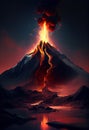 Lava flowing down the Volcano, just after an eruption. Generative AI.