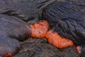 Lava flowing near Puuoo Crater Big Island Hawaii Royalty Free Stock Photo