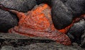 Lava flowing near Puuoo Crater Big Island Hawaii Royalty Free Stock Photo