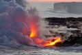 Lava flowing into ocean - Kilauea Volcano, Hawaii Royalty Free Stock Photo