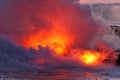 Lava flowing into ocean - Kilauea Volcano, Hawaii Royalty Free Stock Photo