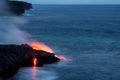 Lava flowing into the sea Royalty Free Stock Photo