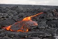 Lava flows out of a fissure